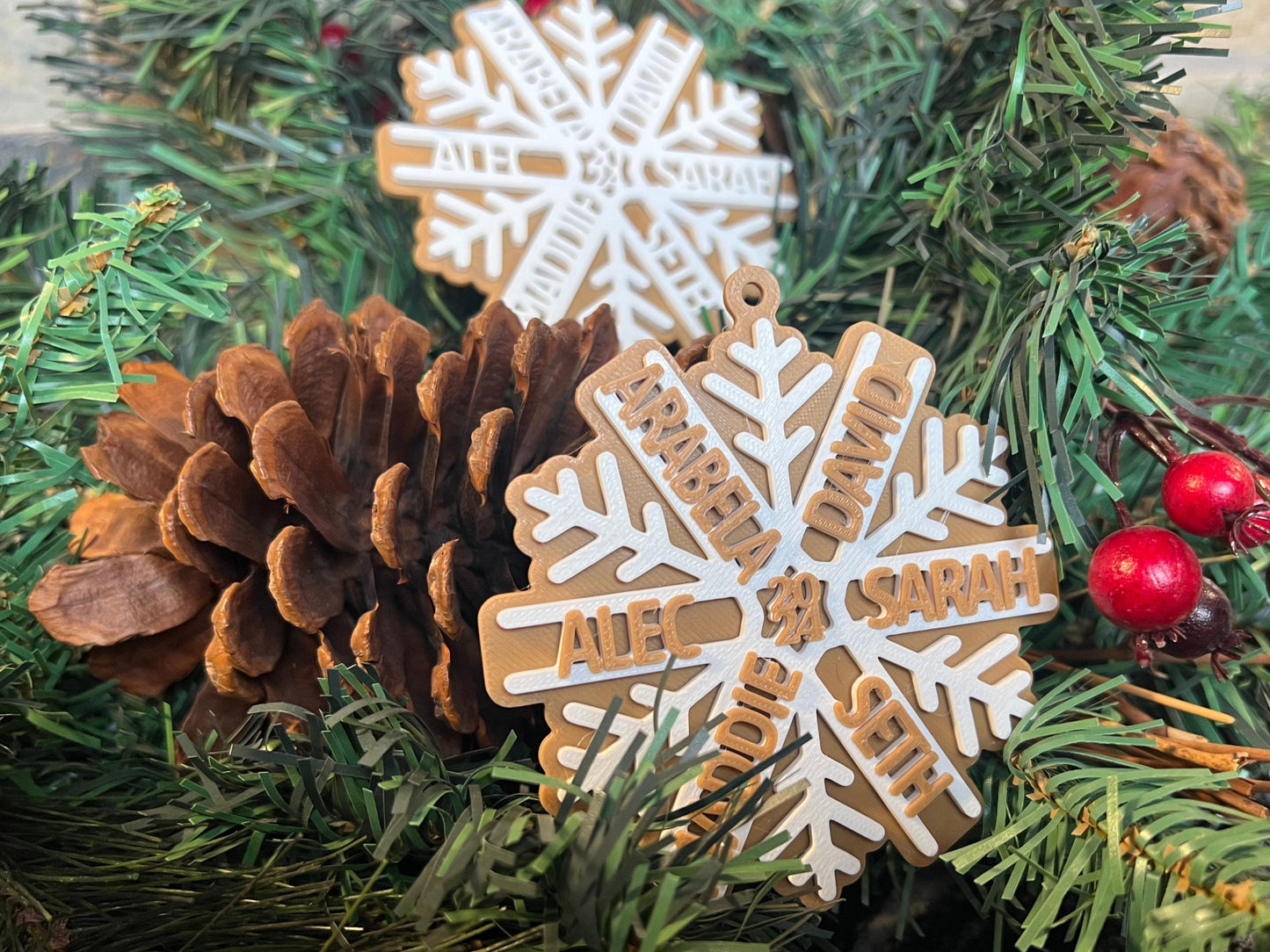 Personalized Family Names Snowflake Ornament