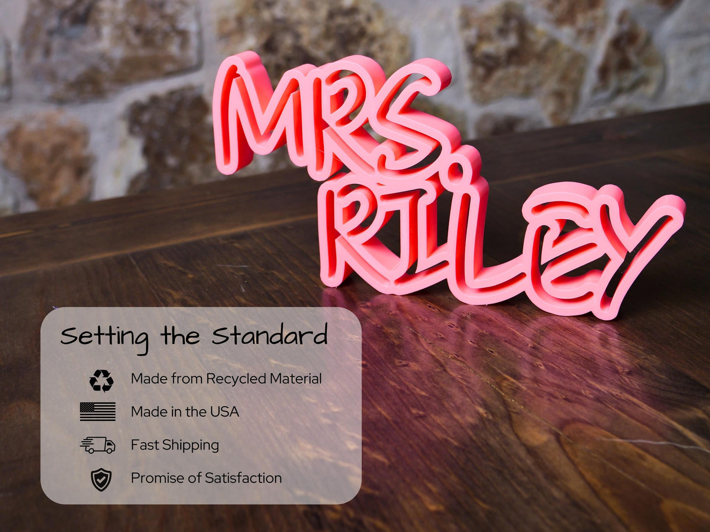 Custom Free-Standing Desk Name Plate