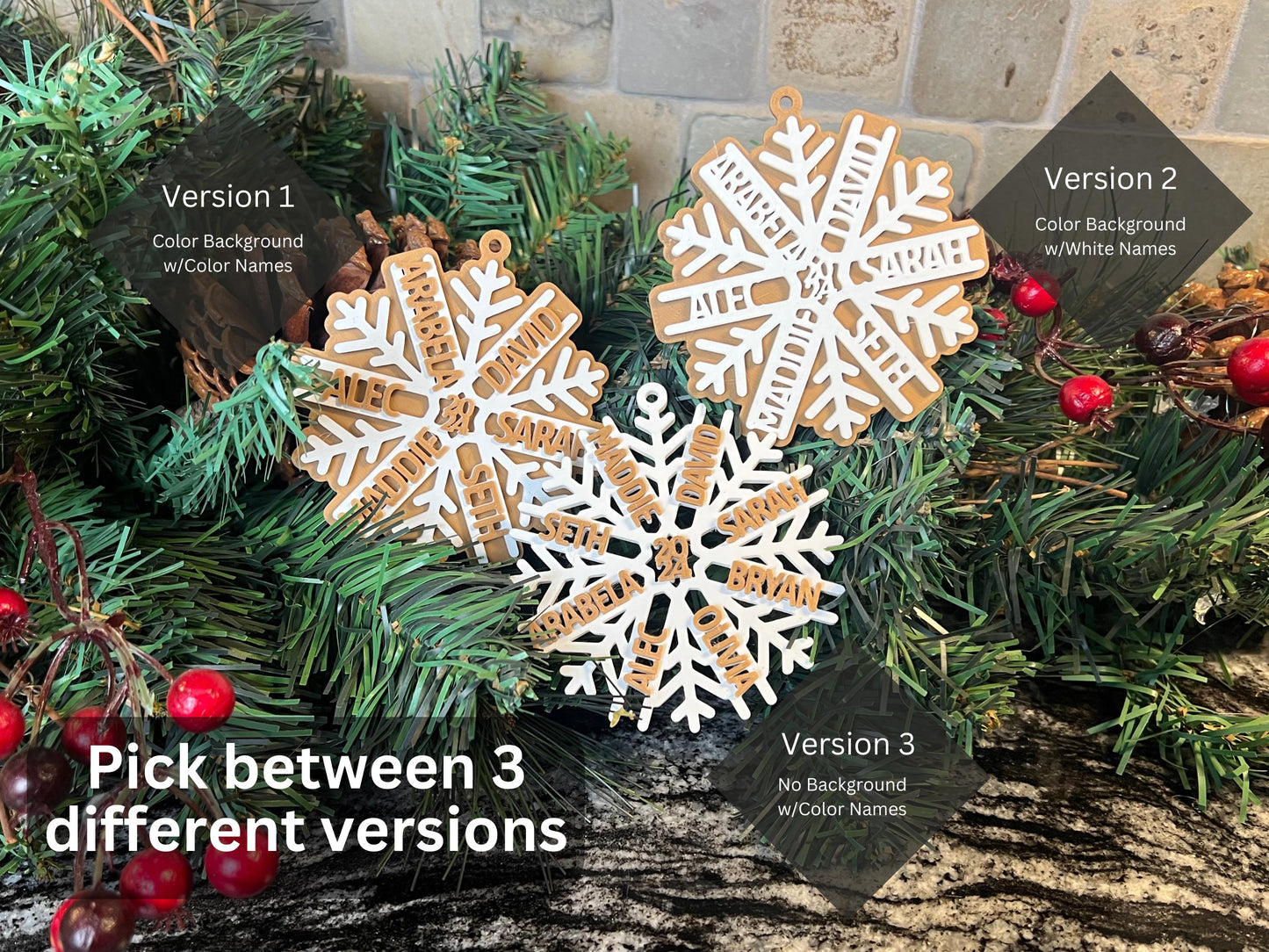 Personalized Family Names Snowflake Ornament