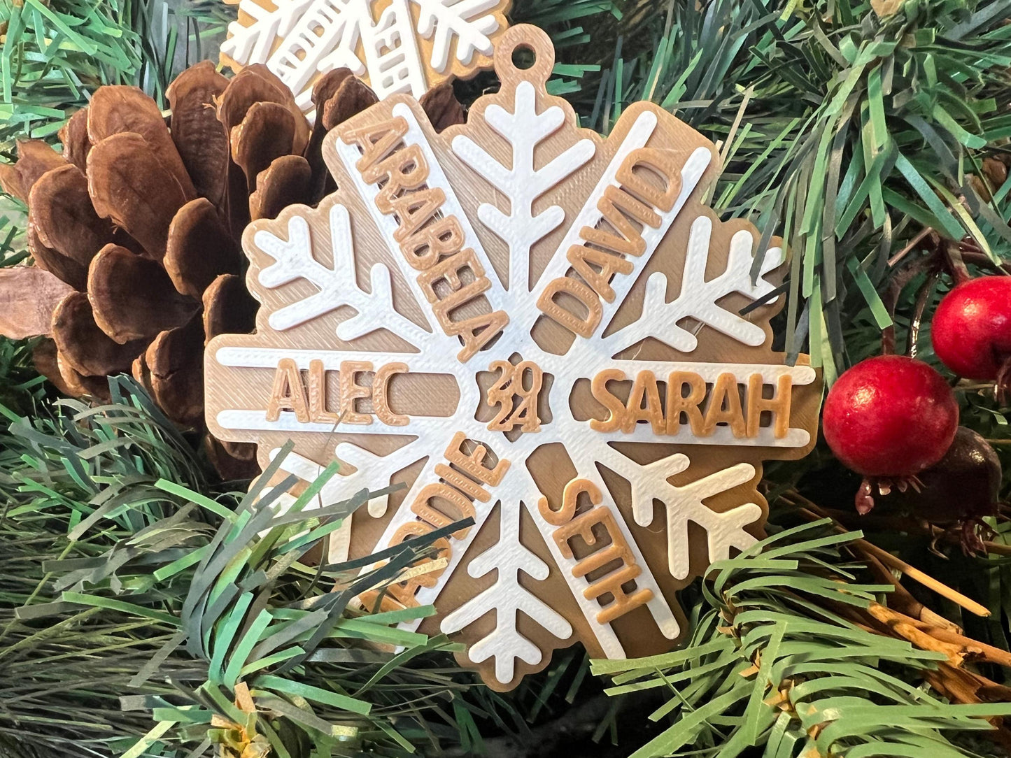 Personalized Family Names Snowflake Ornament