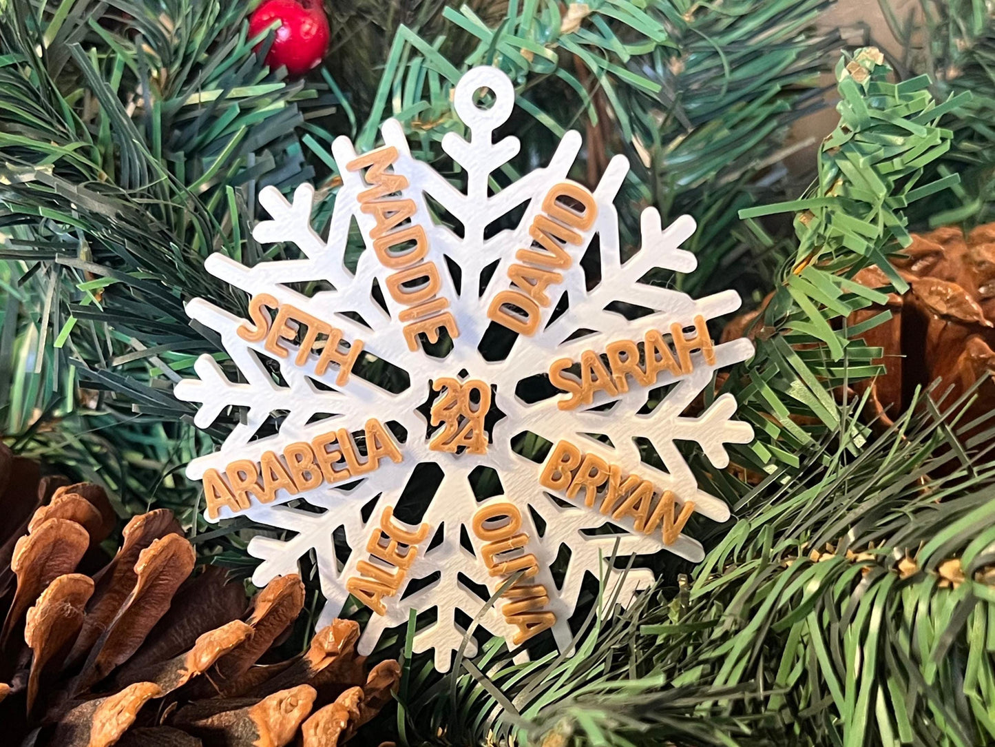 Personalized Family Names Snowflake Ornament