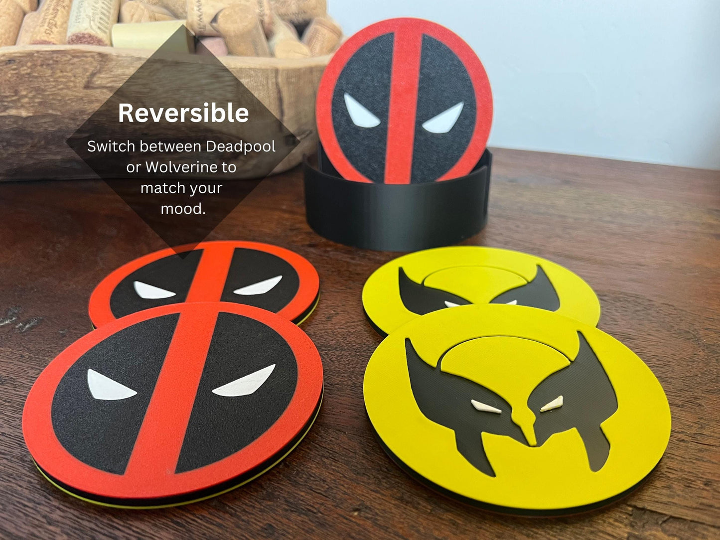 Deadpool and Wolverine Reversible Drink Coasters