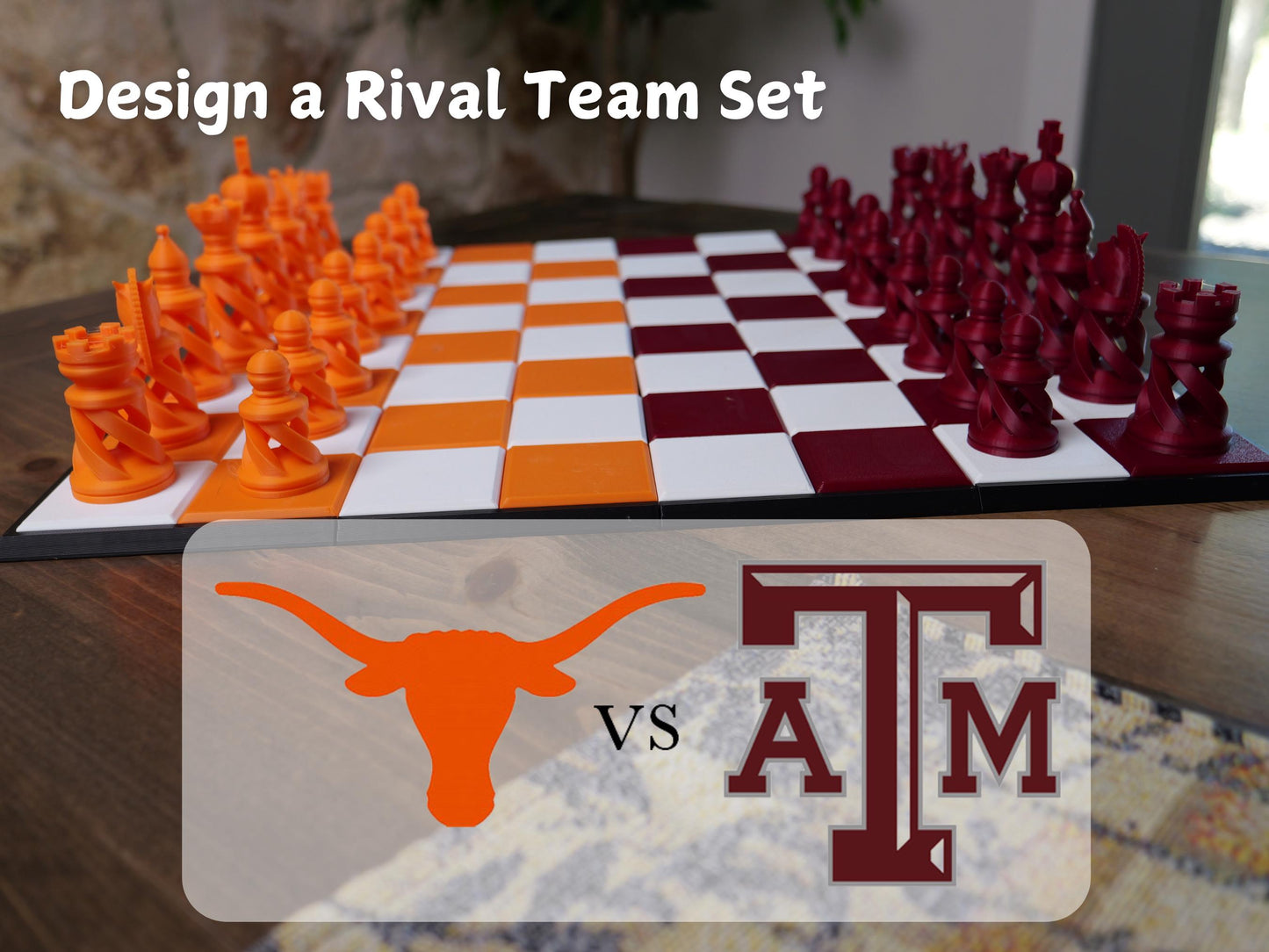 Custom Team Colors Chess Set