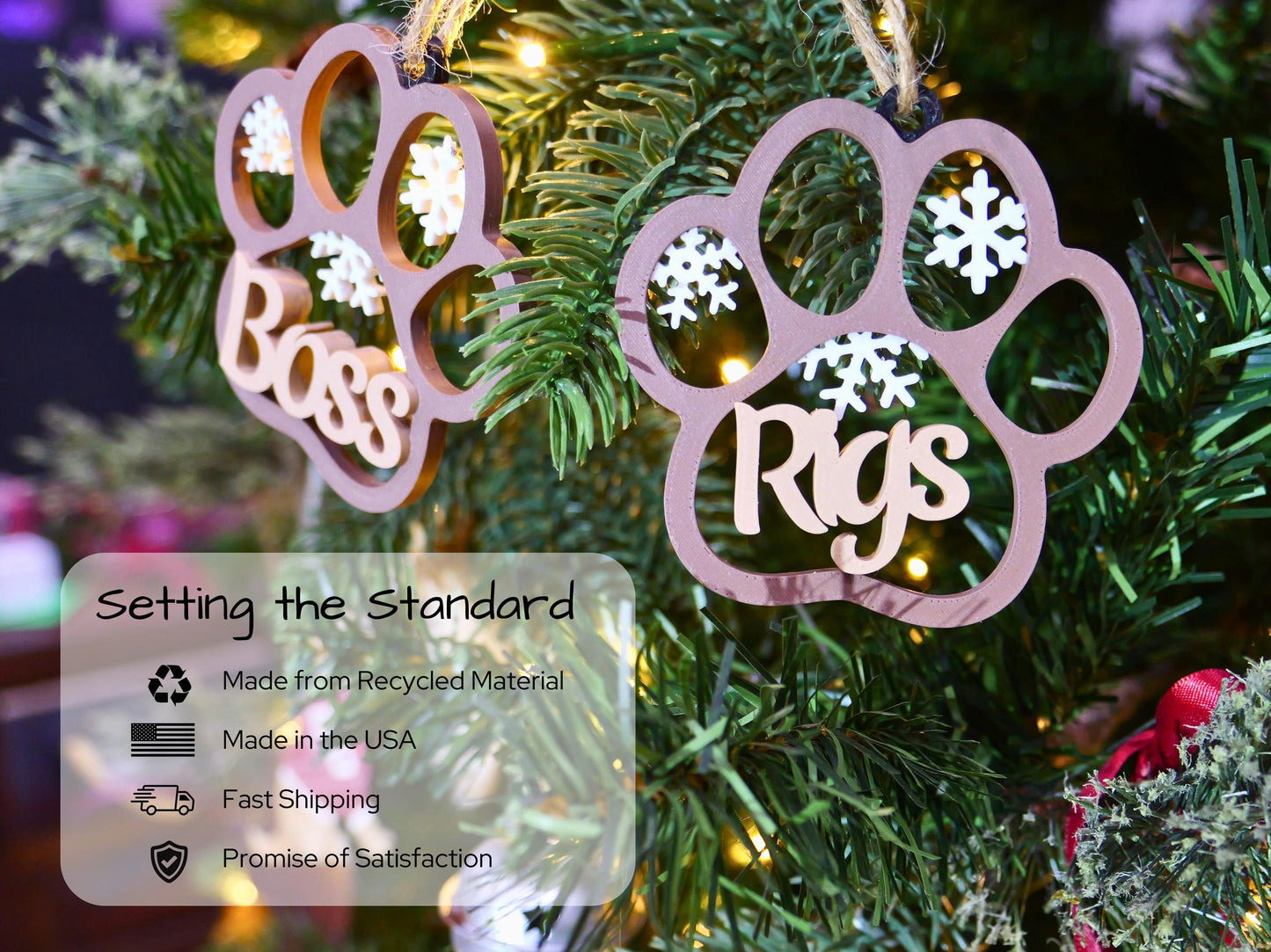 Personalized Pet Name Christmas Snowflake Ornament