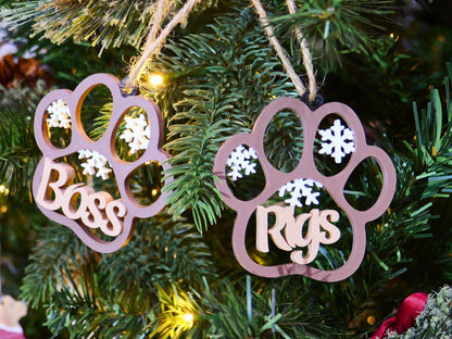 Personalized Pet Name Christmas Snowflake Ornament