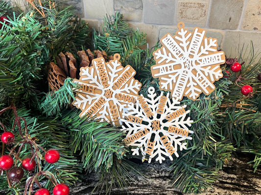 Personalized Family Names Snowflake Ornament